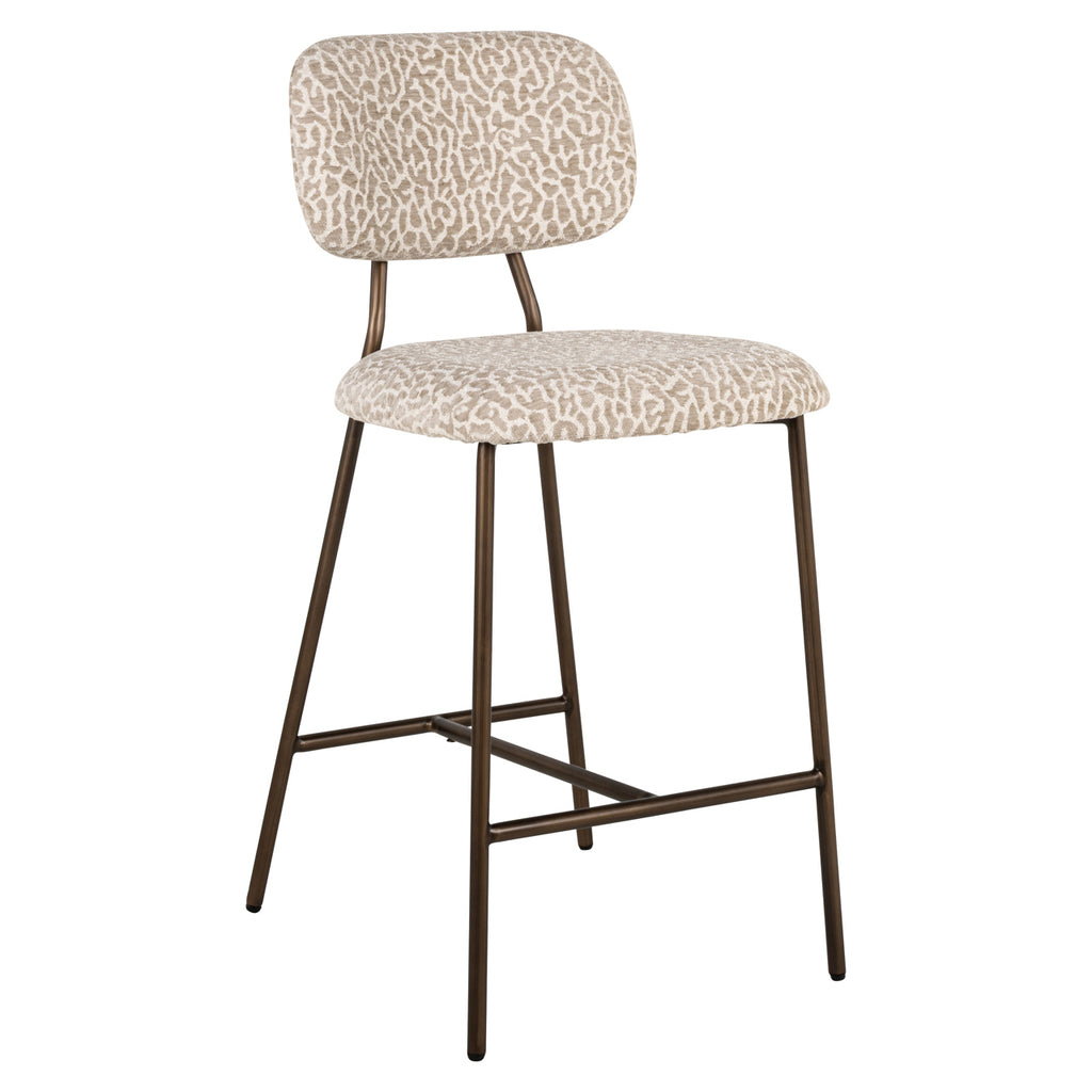 Tabouret de comptoir Xenia beige leopard fire retardant (Set of 2)
