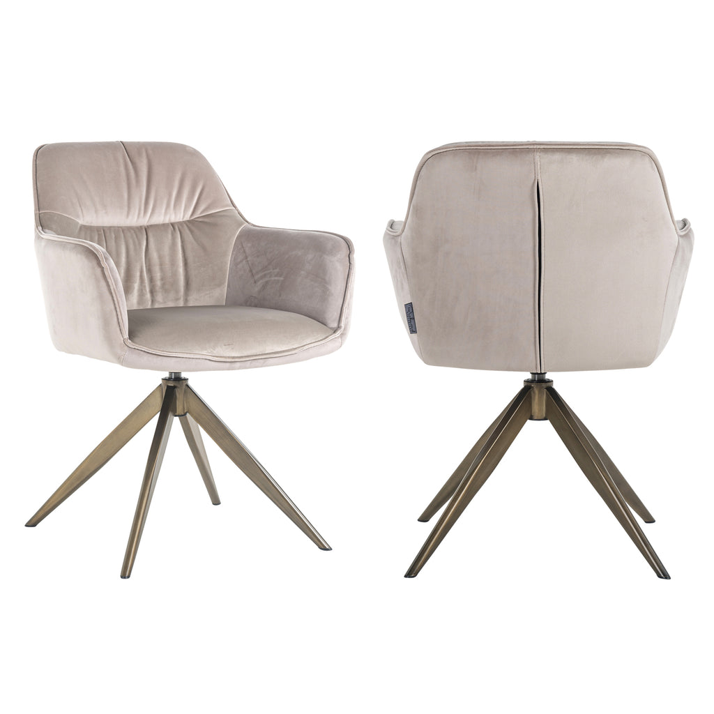 Chaise de salle à manger Aline khaki velvet swivel fire retardant