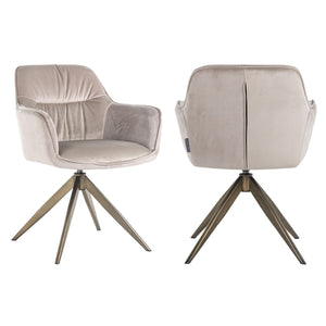 Chaise de salle à manger Aline khaki velvet swivel fire retardant