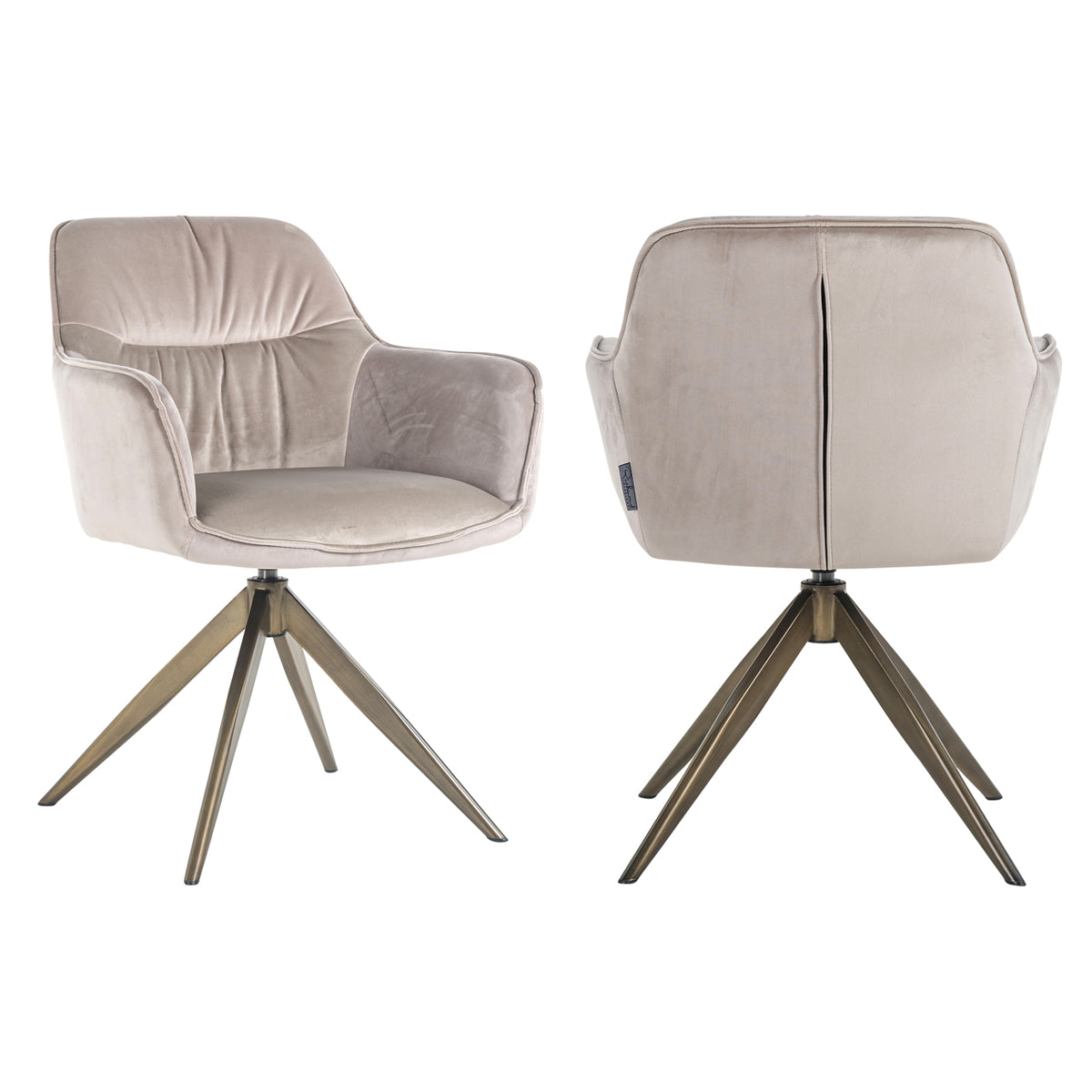 Chaise de salle à manger Aline khaki velvet swivel fire retardant