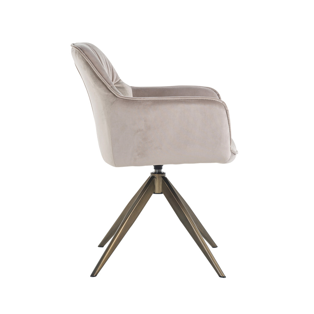 Chaise de salle à manger Aline khaki velvet swivel fire retardant