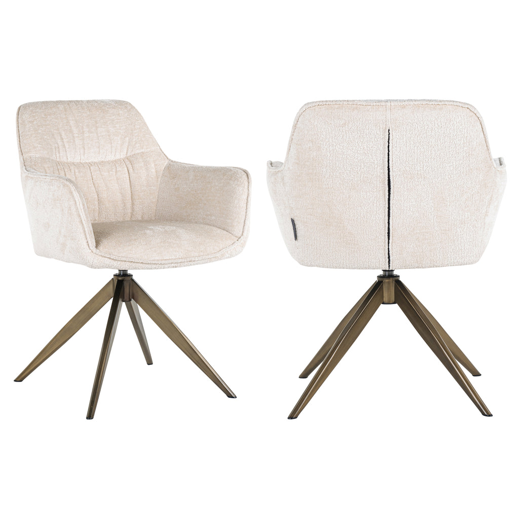 Chaise de salle à manger Aline white chenille swivel fire retardant