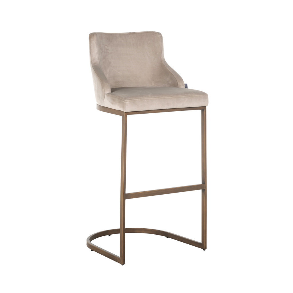 Tabouret de bar Bolton khaki velvet brushed gold fire retardant (Set of 2)
