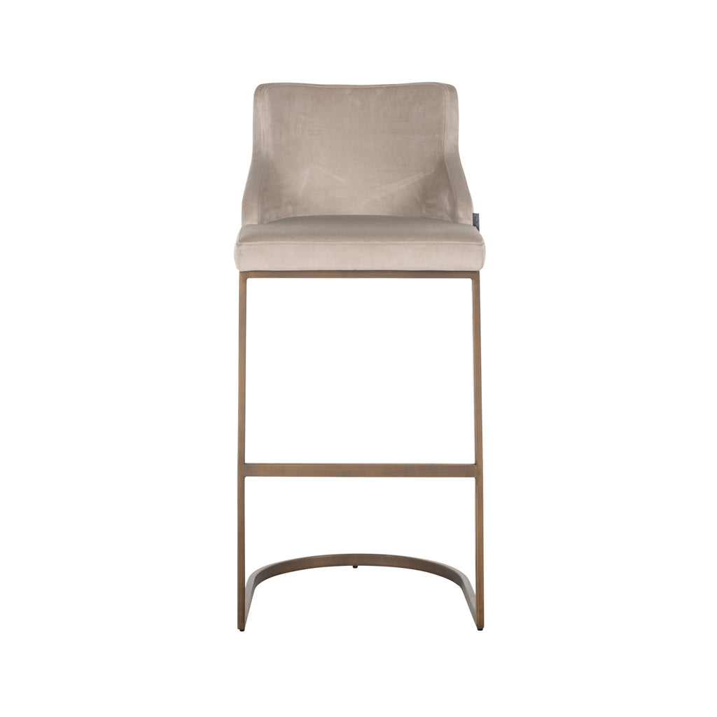 Tabouret de bar Bolton khaki velvet brushed gold fire retardant (Set of 2)