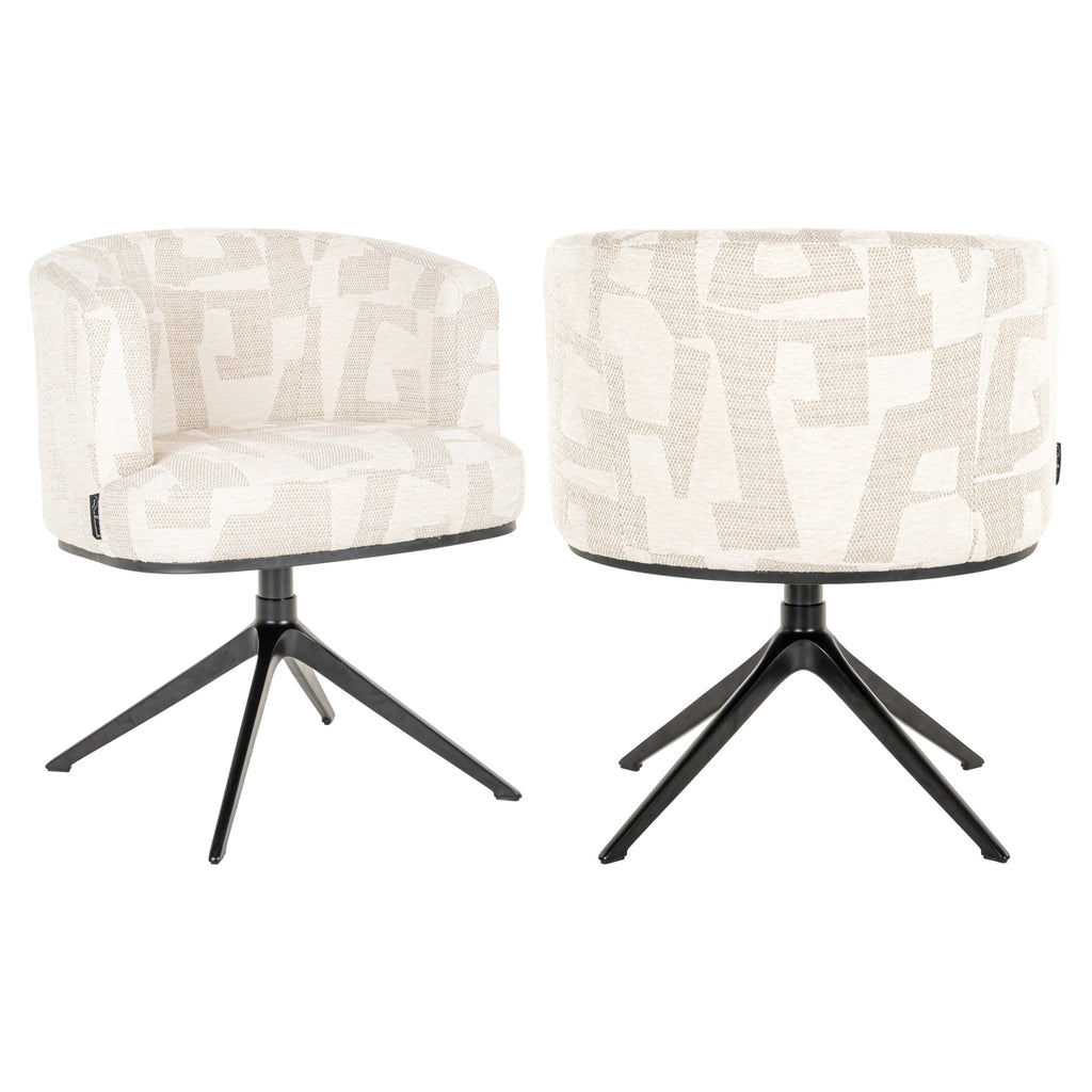 Chaise de salle à manger Cheyenne beige graffic swivel