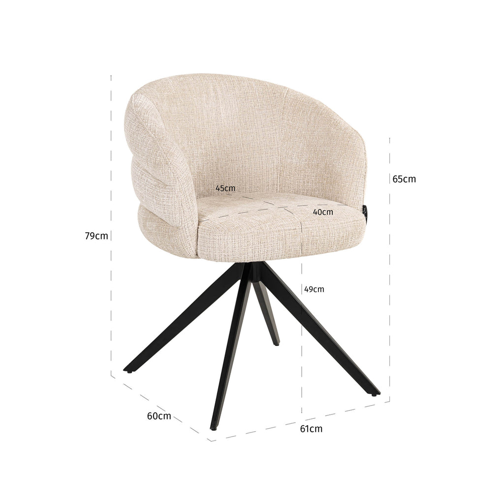 Chaise de salle à manger Serenity niagara beige swivel fire retardant