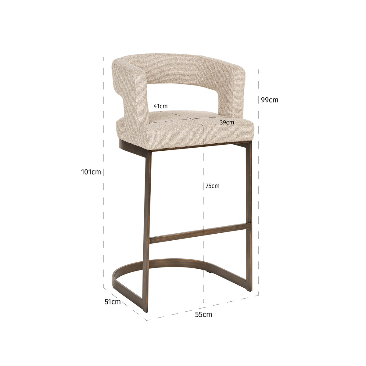 Tabouret de bar Ellis biscotti