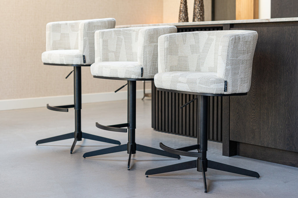 Tabouret de bar Cheyenne beige graffic swivel
