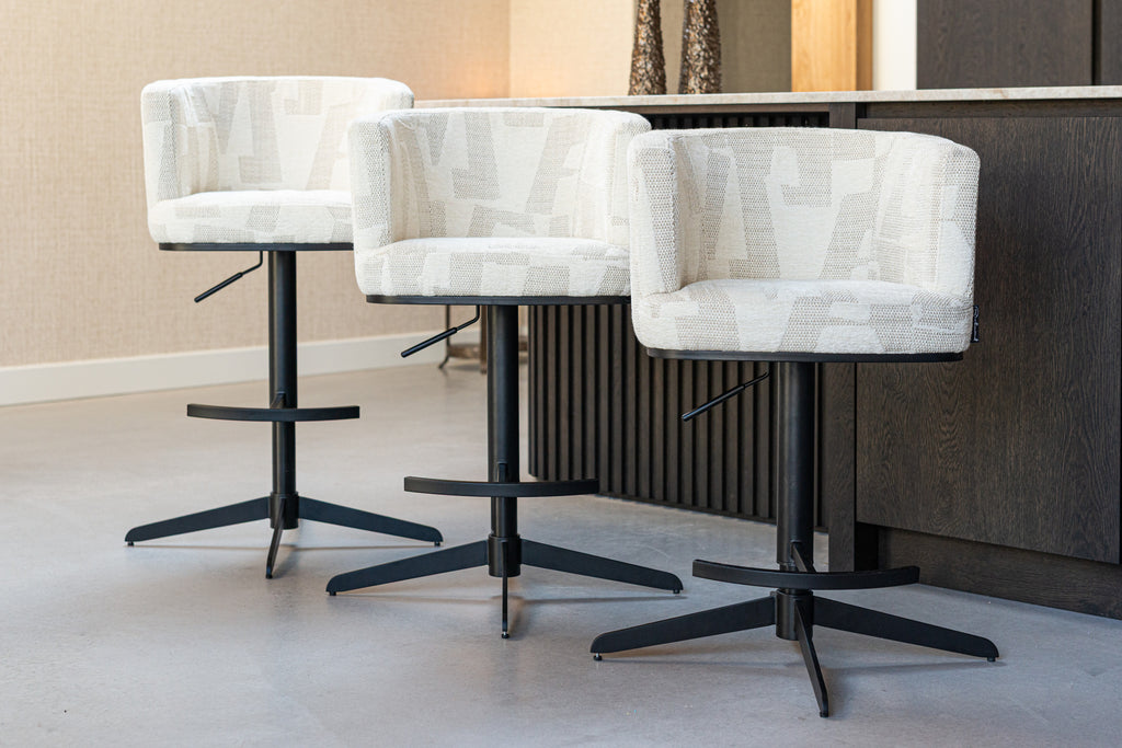 Tabouret de bar Cheyenne beige graffic swivel