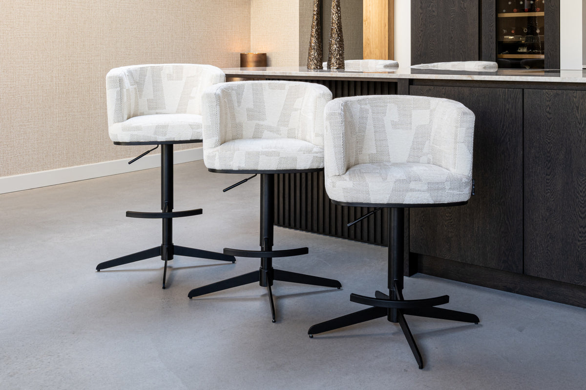 Tabouret de bar Cheyenne beige graffic swivel