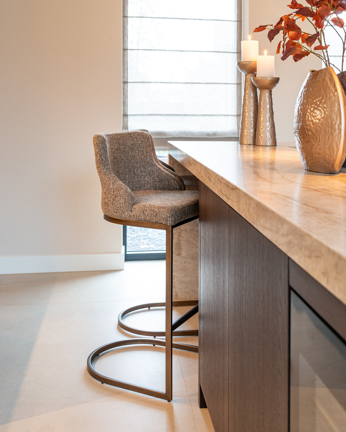 Tabouret de bar Bolton brown tweed (Set of 2)