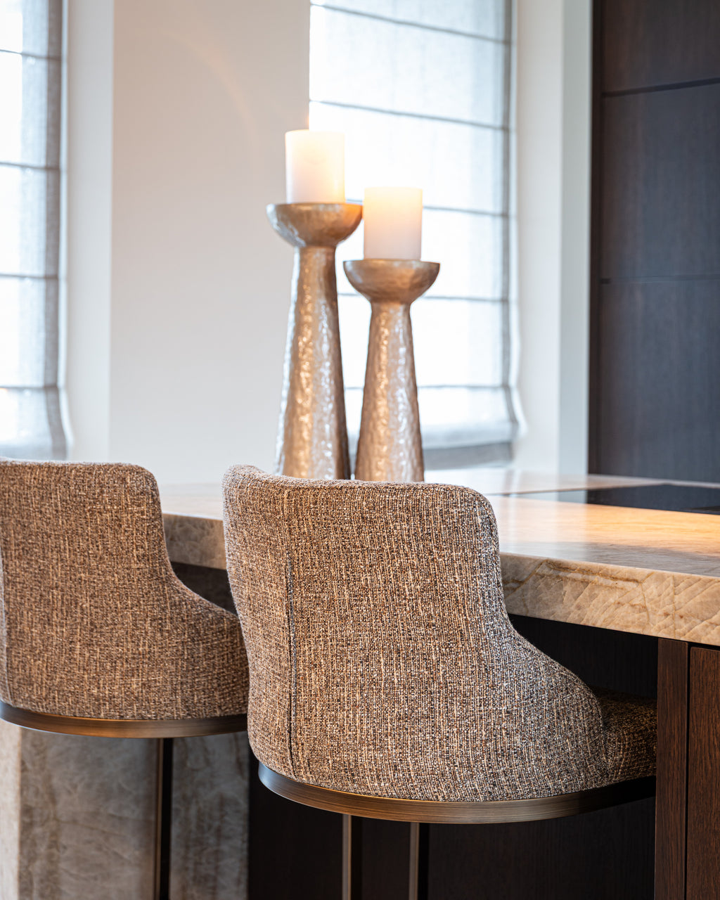 Tabouret de bar Bolton brown tweed (Set of 2)