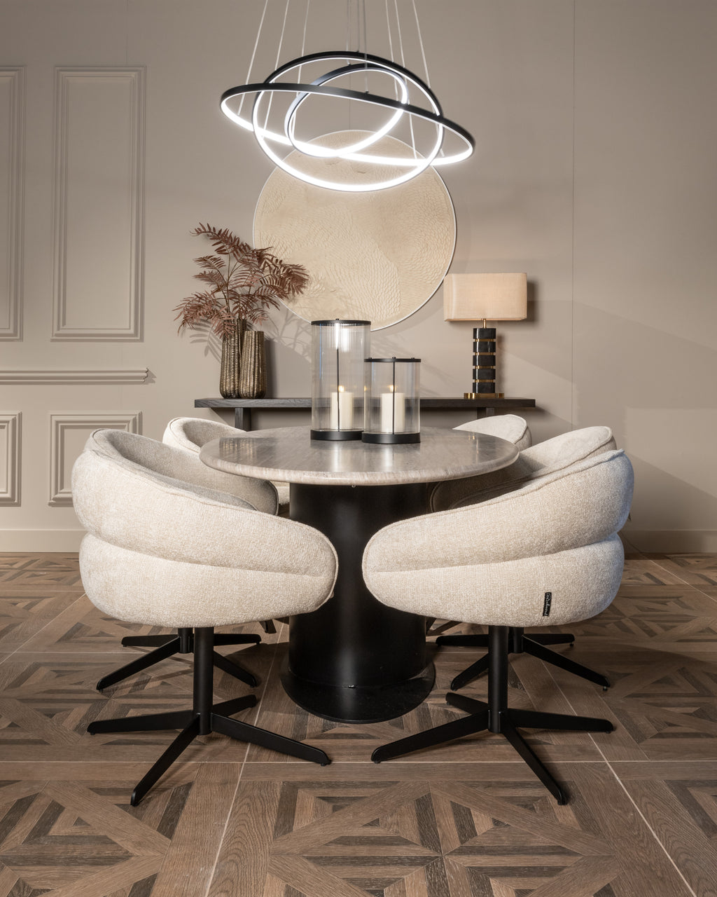 Chaise de salle à manger Kayla cream unicorn swivel